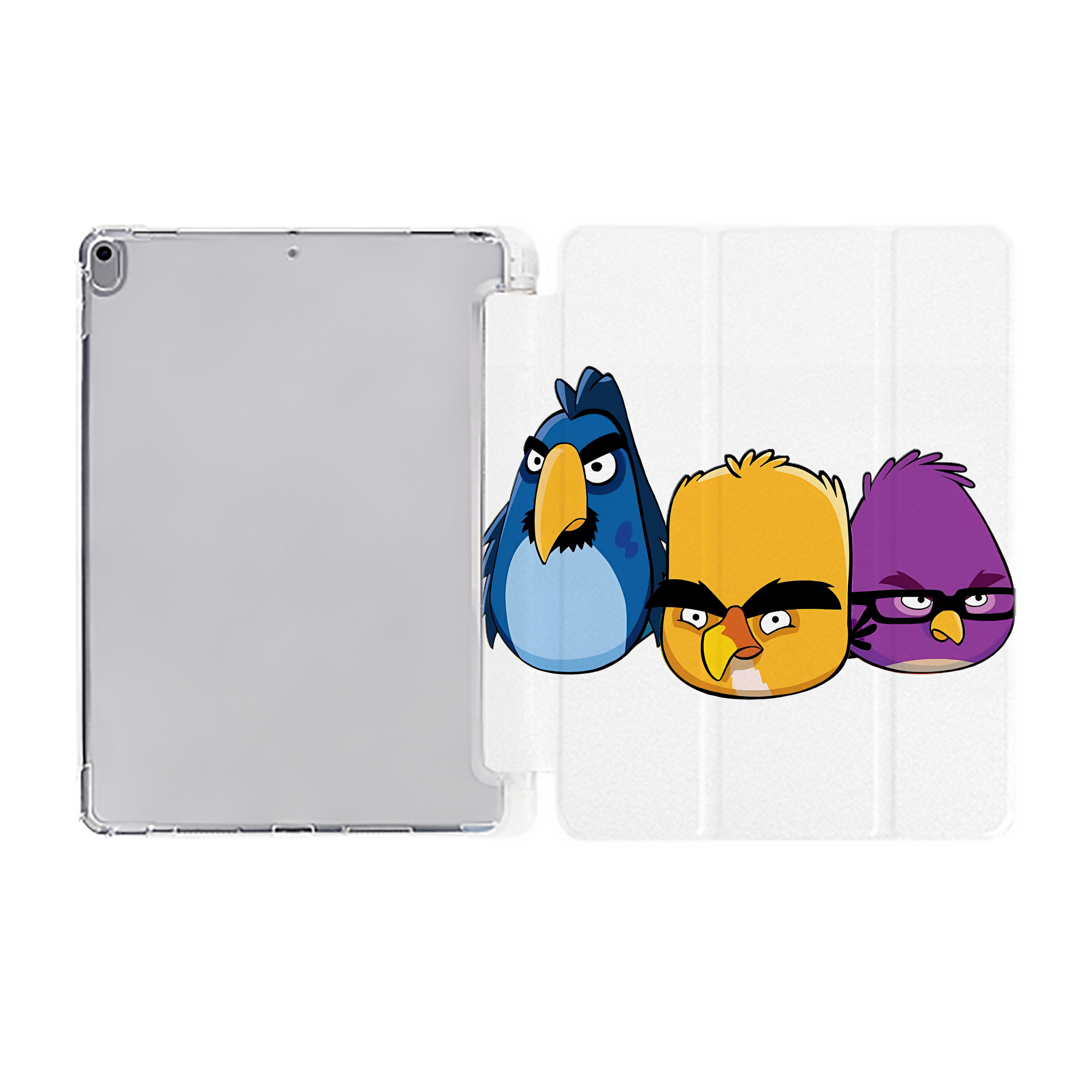 （画像用） Angry Birds アングリーバード IPad ケース ペン収納付き 三つ折りスタンド PUレザー×シリコン 対応機種9.5/10.5/10.9インチ